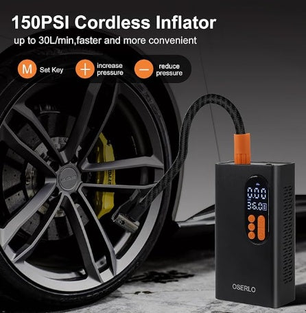 a black device with a cordless inflator