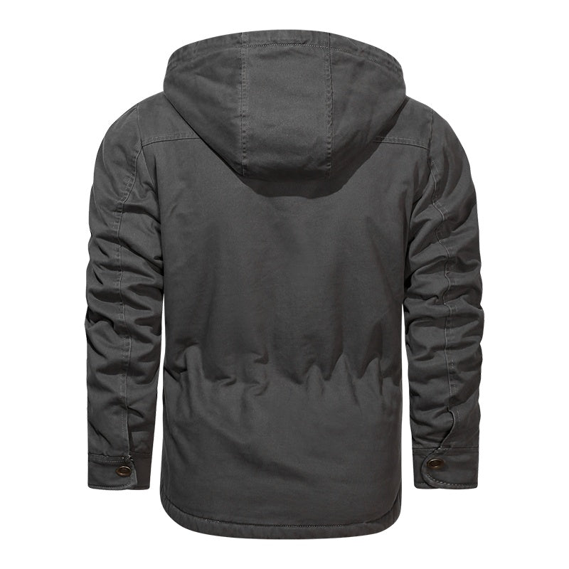 Men Cotton Jacket Winter Thick Warm Parkas Male Plus Velvet Casual Hooded Coat