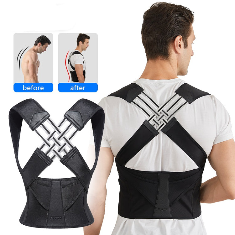 a man wearing a back brace