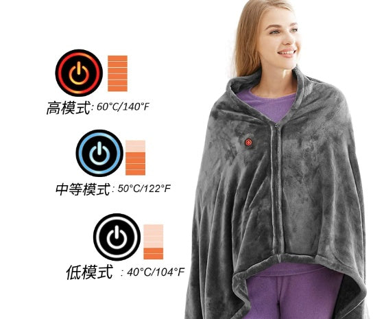 a woman wearing a blanket