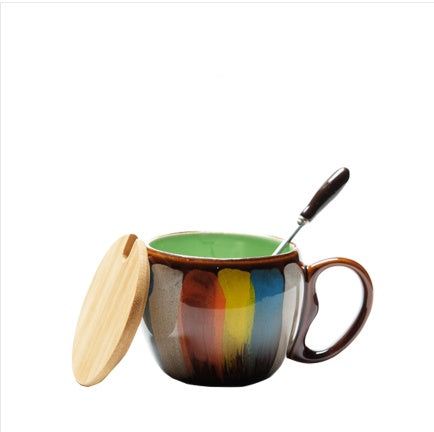 a mug with a spoon in it