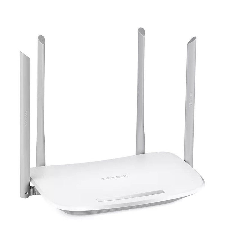 a white router with multiple antennas