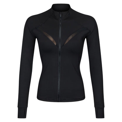 Slim Fit Zipper Stand Collar Exercise Yoga Suit Jacket
