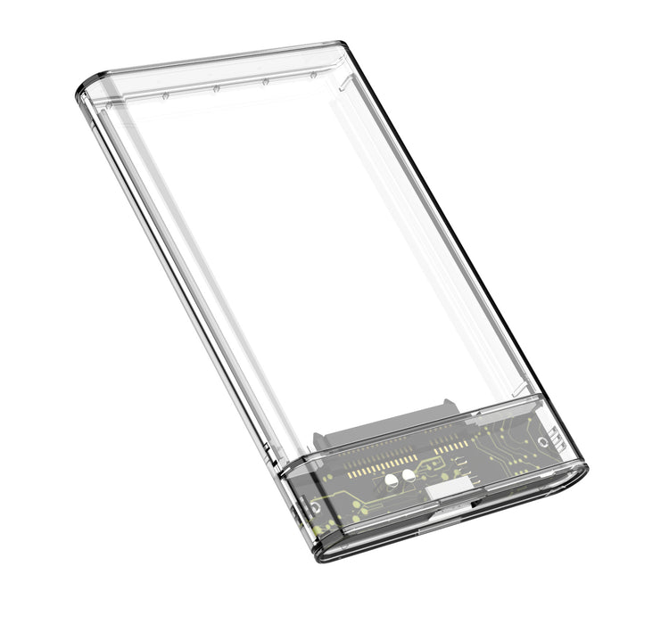 a transparent rectangular device with a black and green circuit board