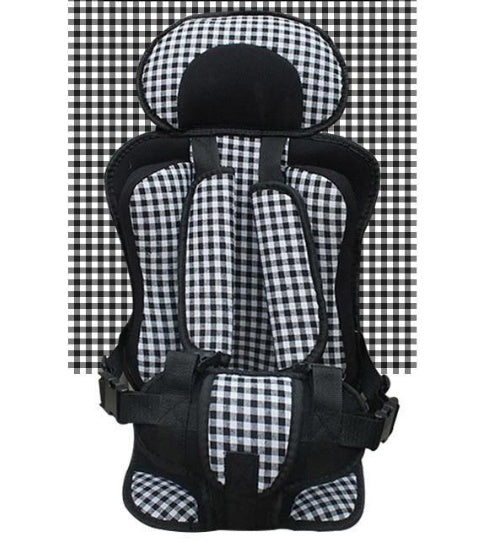 a black and white checkered baby carrier