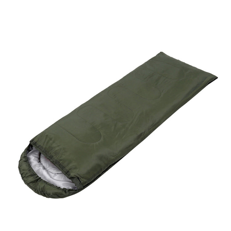 a green sleeping bag on a white background