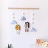 Wooden Stick Rainbow Felt Wall Hanging