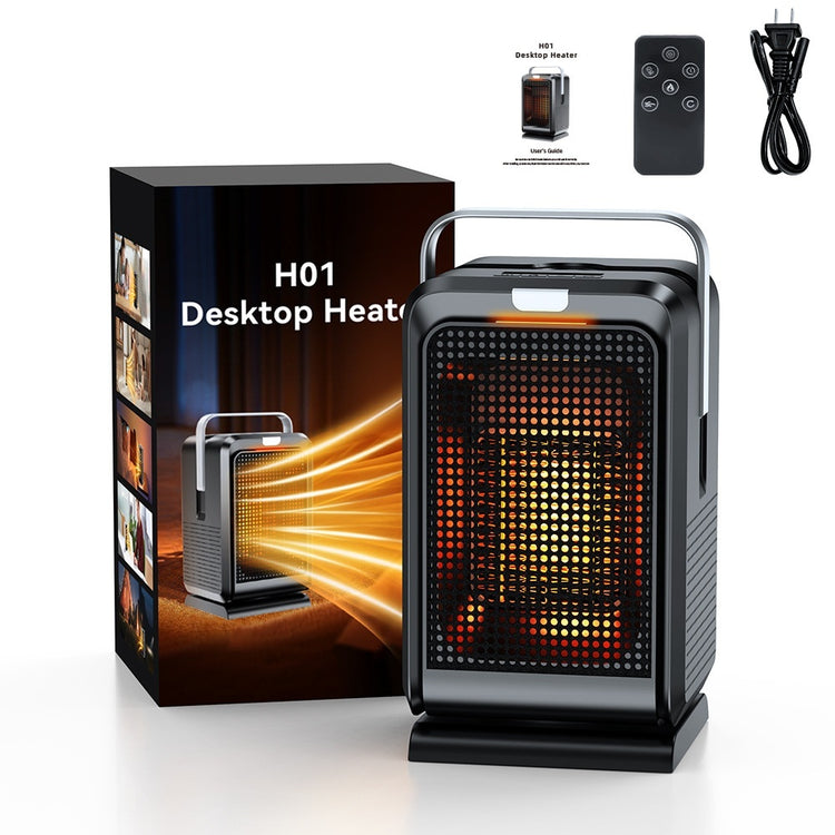 a black heater with a box and remote