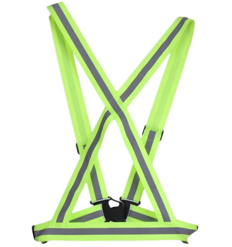 a bright green reflective vest
