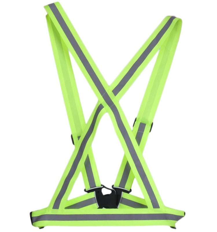 a bright green reflective vest
