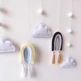 Wooden Stick Rainbow Felt Wall Hanging