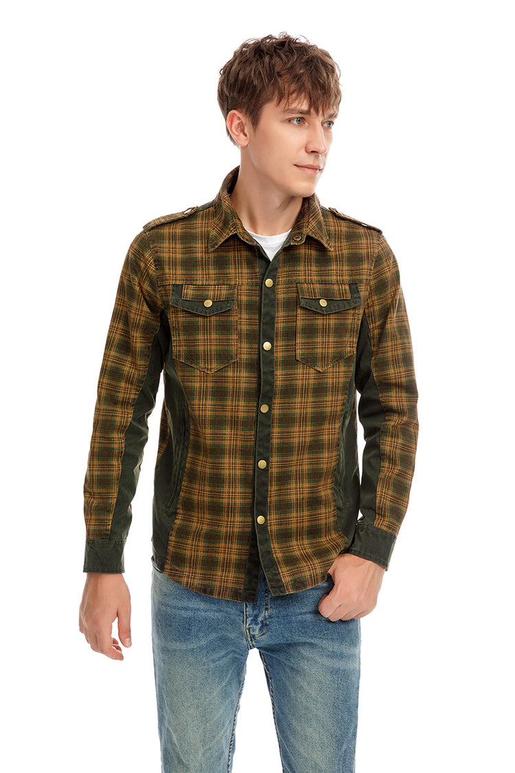 a man in a plaid shirt