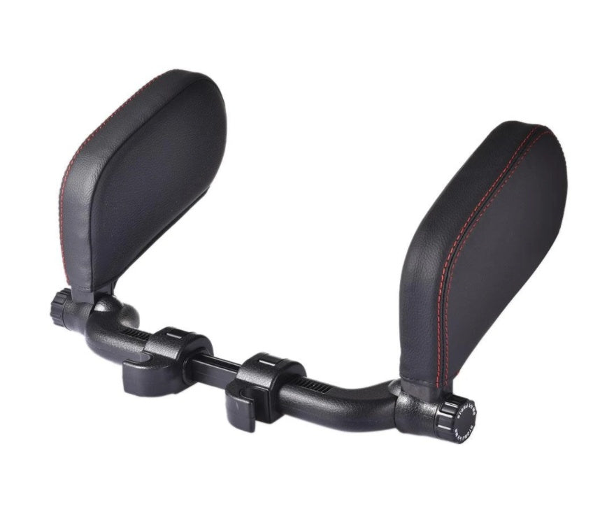 a black and red seat arm rest