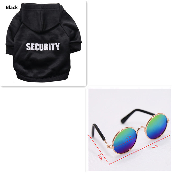 a black jacket with a pair of sunglasses