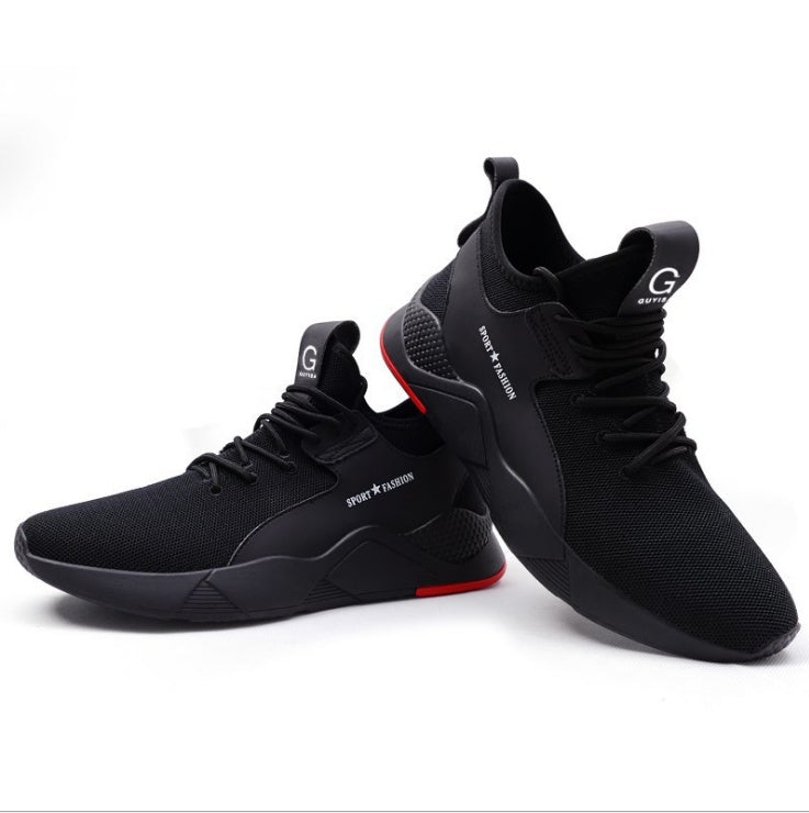 a pair of black sneakers