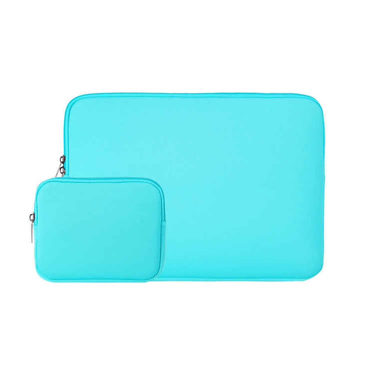a blue laptop bag with zipper