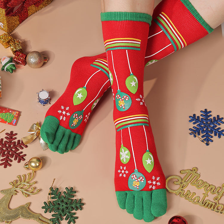 a person wearing red and green socks