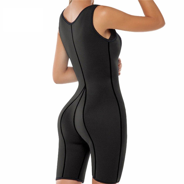 a woman in a black bodysuit