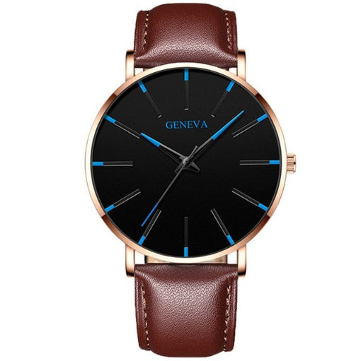 a watch with a brown band