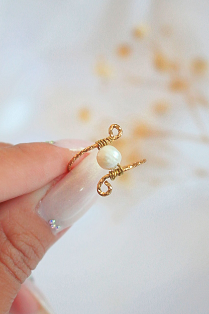 "Mademoiselle" | Solitaire & Band Freshwater Pearls Hand Wired Rings Bundle (2 Items)