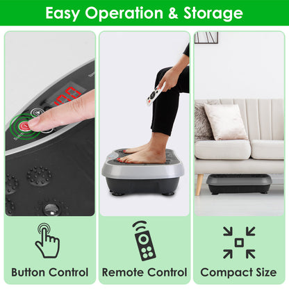 1Pc Vibration Exercise Machine With Resistant Bands Remote Control Whole Body Vibration Platform Workout Equipment Home Fitness Training Equipment For Weight Loss Fat Burner