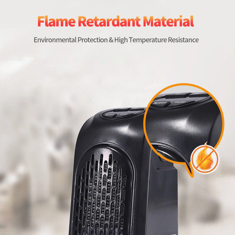 a black heater with a white background