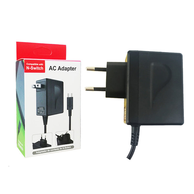 a black power adapter with a box
