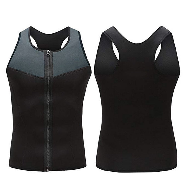 a front and back view of a black and grey tank top