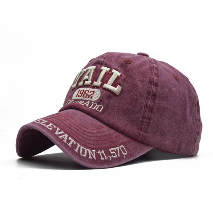 a red hat with white text