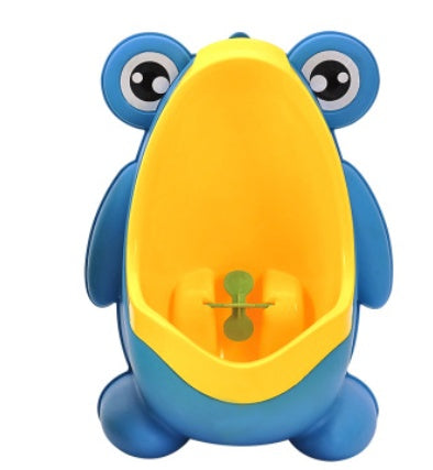 a blue and yellow frog shaped potty
