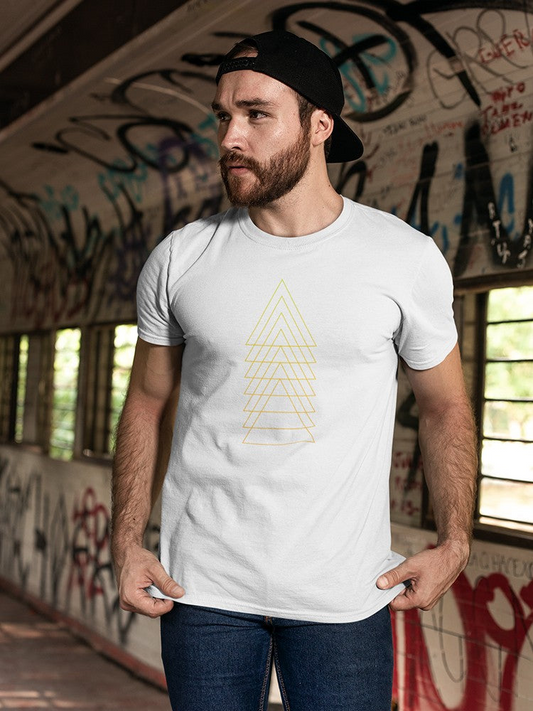 Set of yellow triangles in hipster style Men's T-shirt
