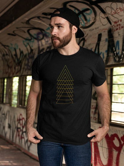 Set of yellow triangles in hipster style Men's T-shirt