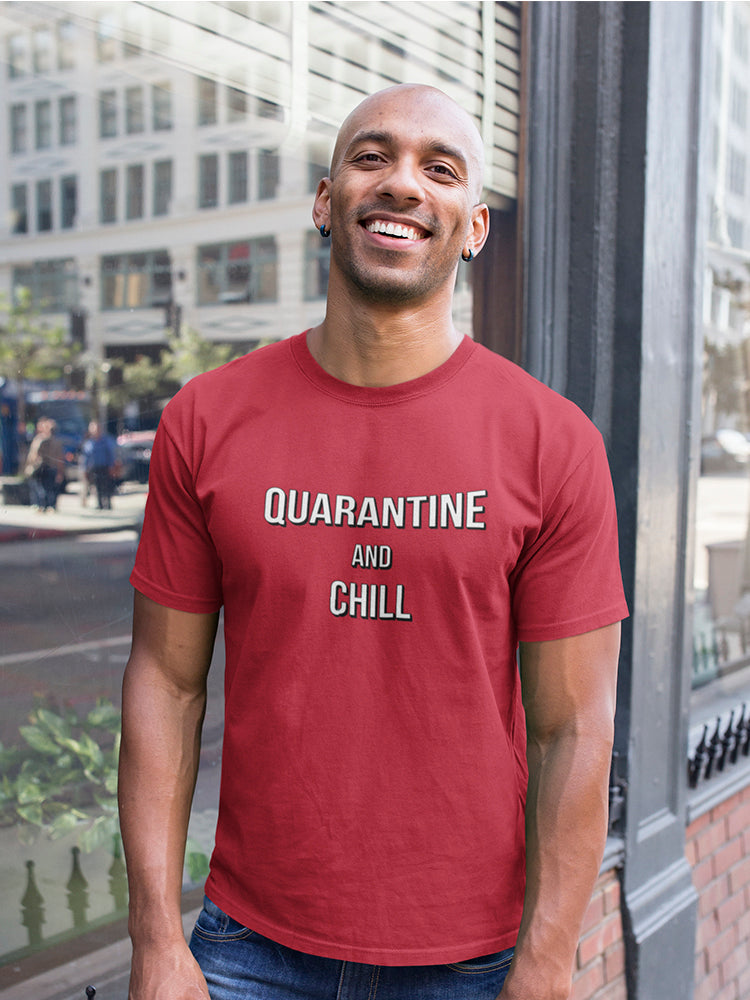 a man smiling in a red shirt