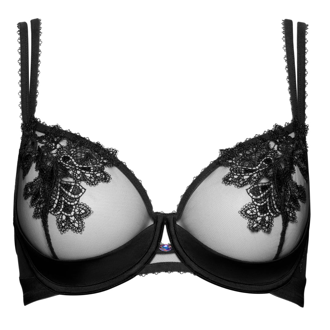 Sexy Sheer Mesh Demi Bra Lisca Peony Black