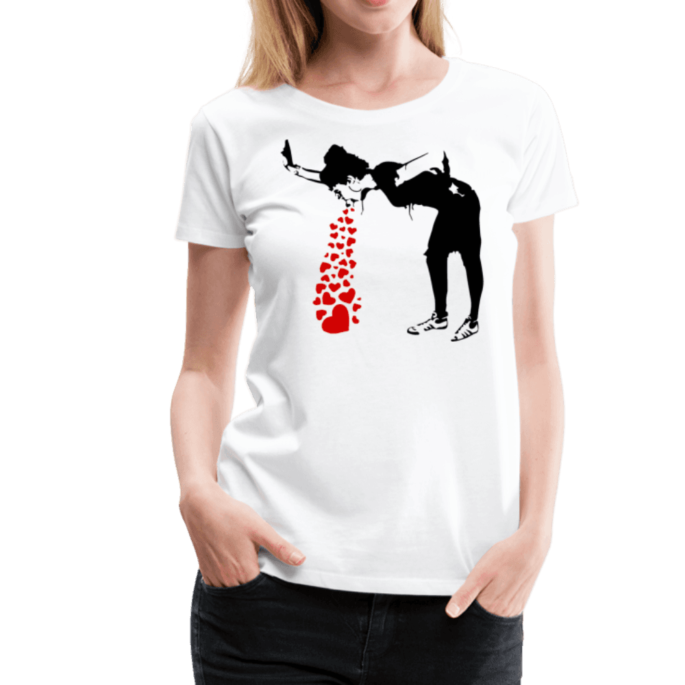 Banksy Lovesick Girl Throwing Up Hearts Artwork T-Shirt