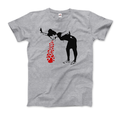 Banksy Lovesick Girl Throwing Up Hearts Artwork T-Shirt