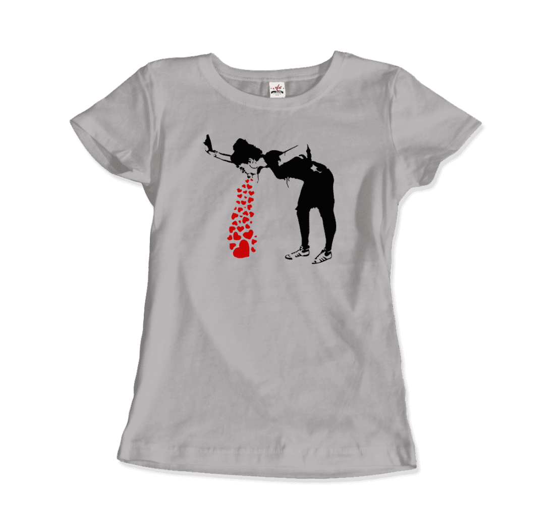 Banksy Lovesick Girl Throwing Up Hearts Artwork T-Shirt