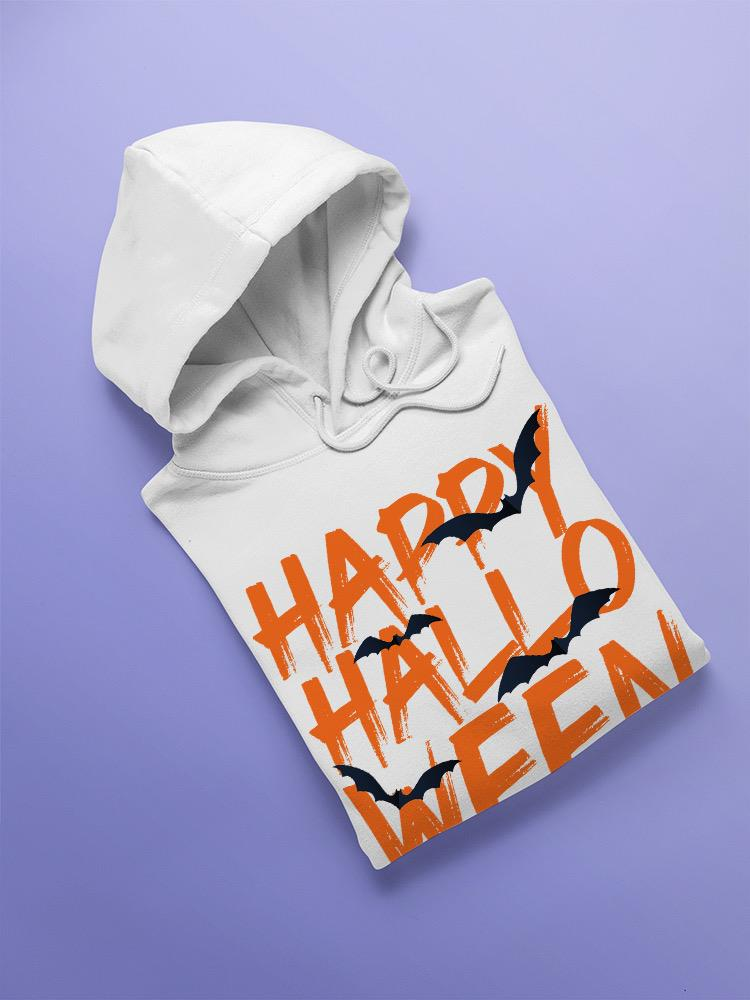 a white sweatshirt with orange bats on it