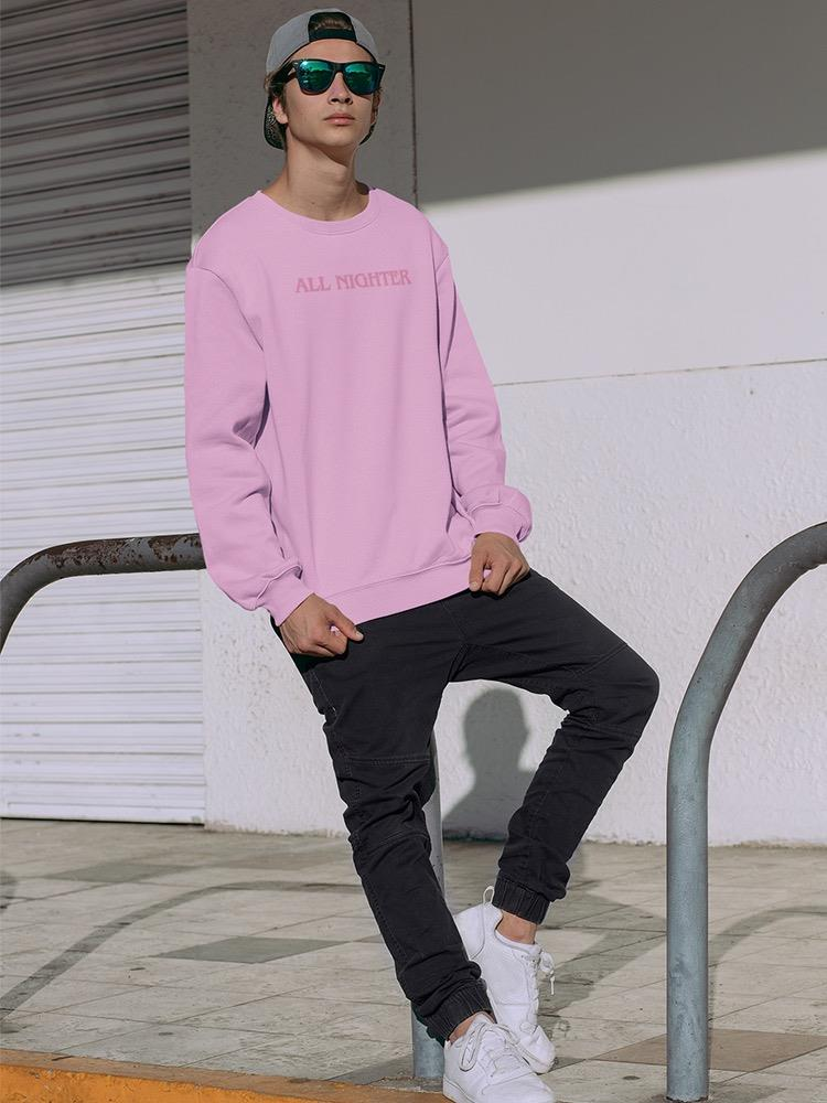 a man wearing a pink shirt and black pants