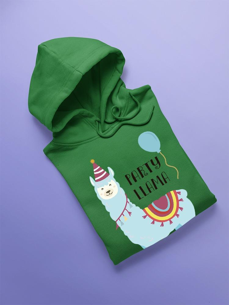 a green sweatshirt with a llama on it