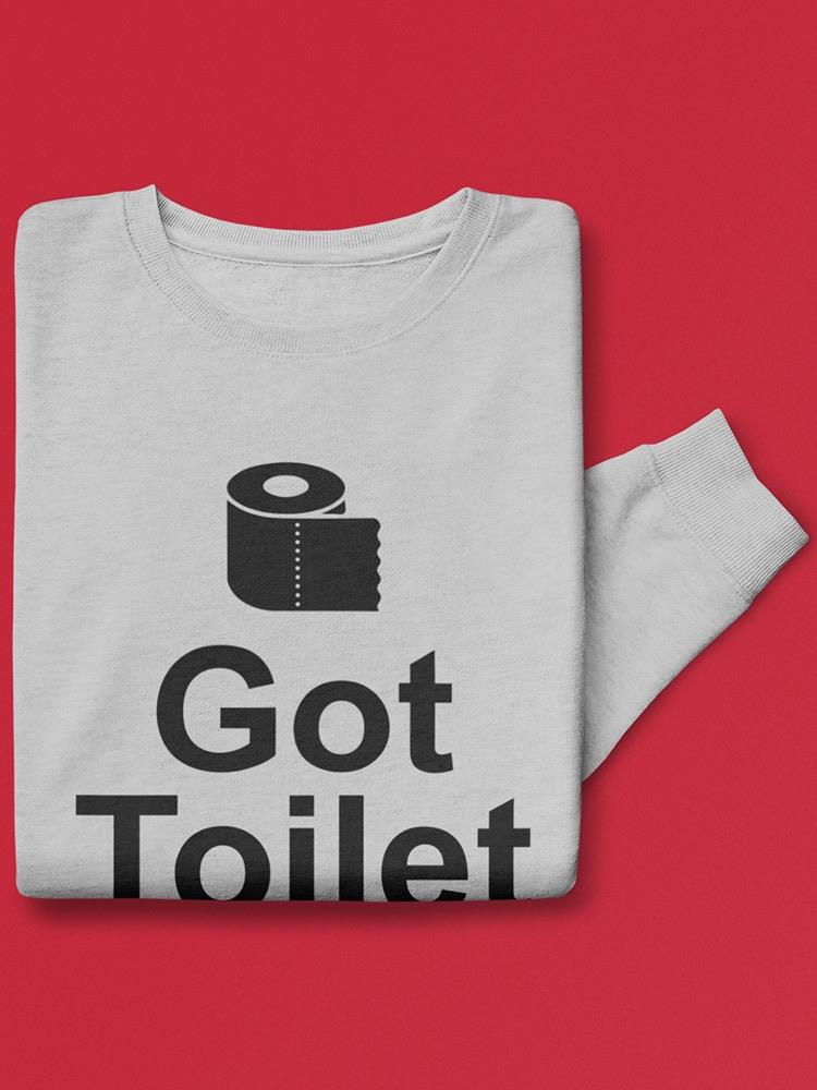 a white shirt with a toilet paper roll and black text on it