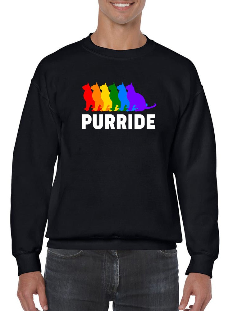 a person wearing a sweatshirt with a rainbow cat design