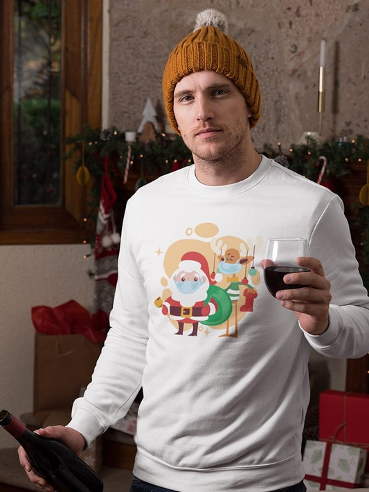 Santa With A Face Mask Men's Apparel