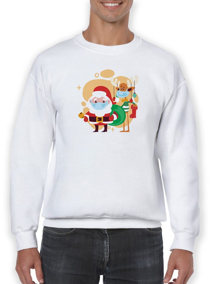 Santa With A Face Mask Men's Apparel