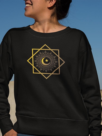 Crescent Moon With Shapes Hoodie -SPIdeals Designs