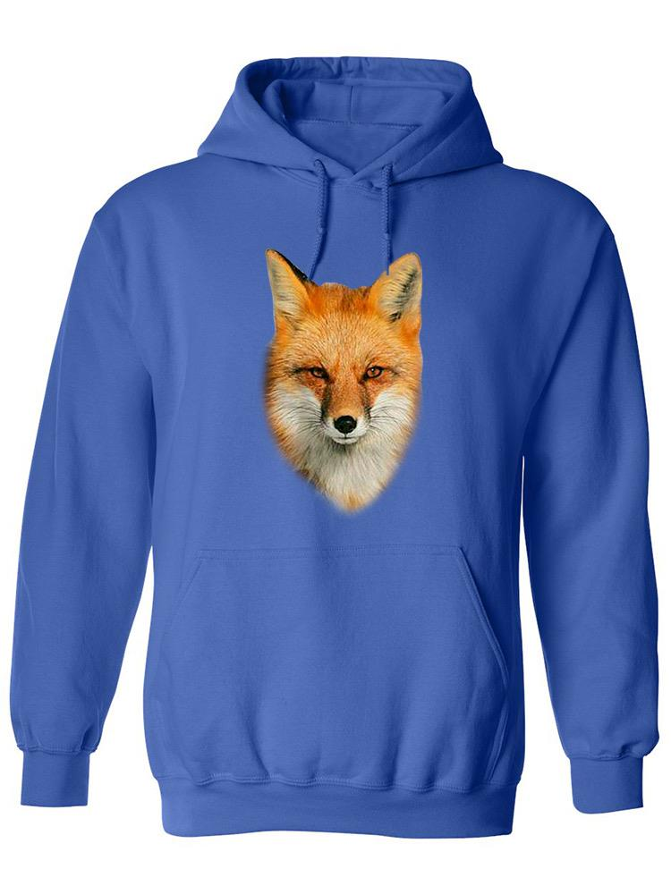 a blue hoodie with a fox face