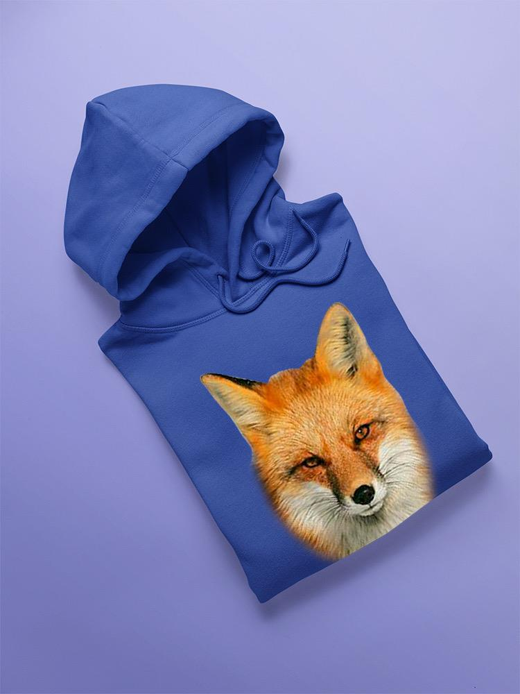 a blue hoodie with a fox face on it
