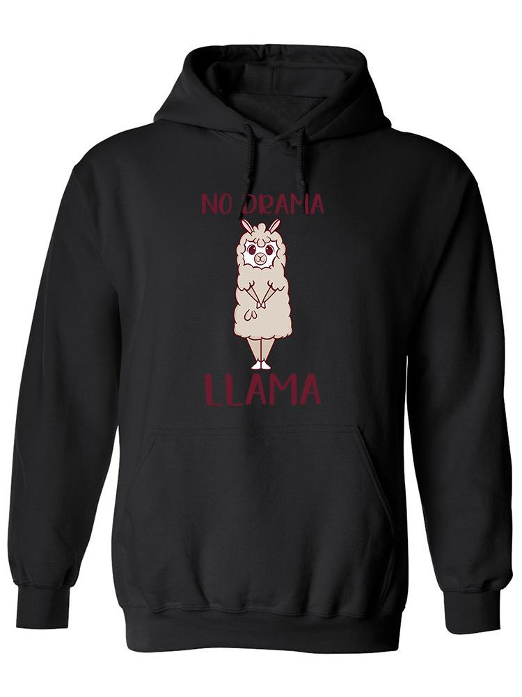 a black sweatshirt with a cartoon llama on it