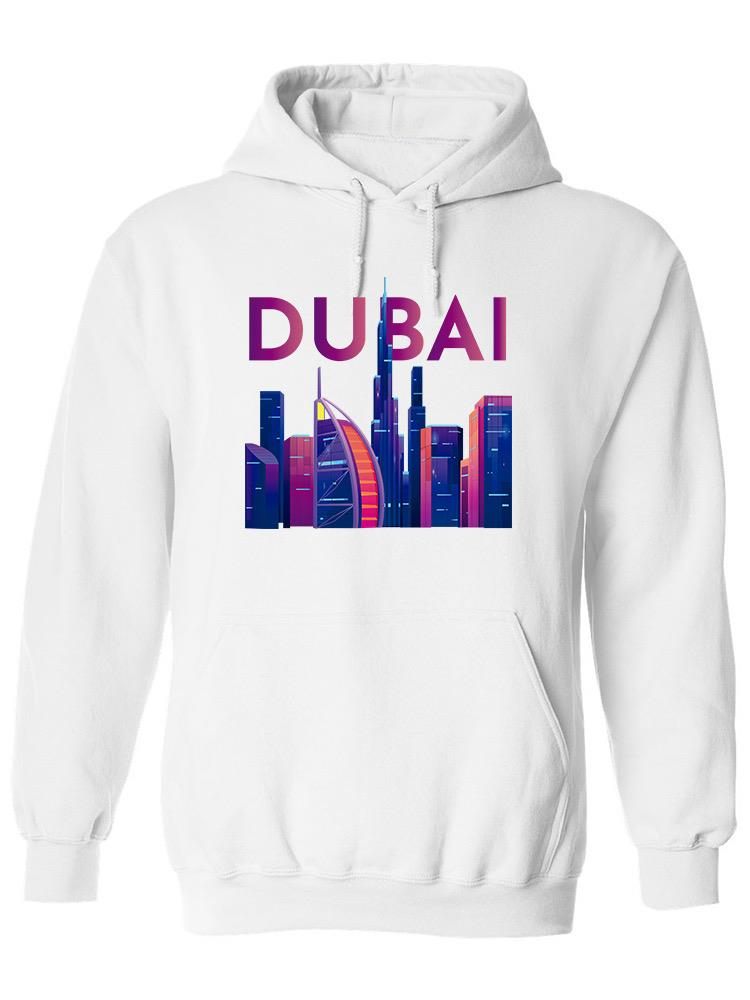 a white hoodie with a city skyline