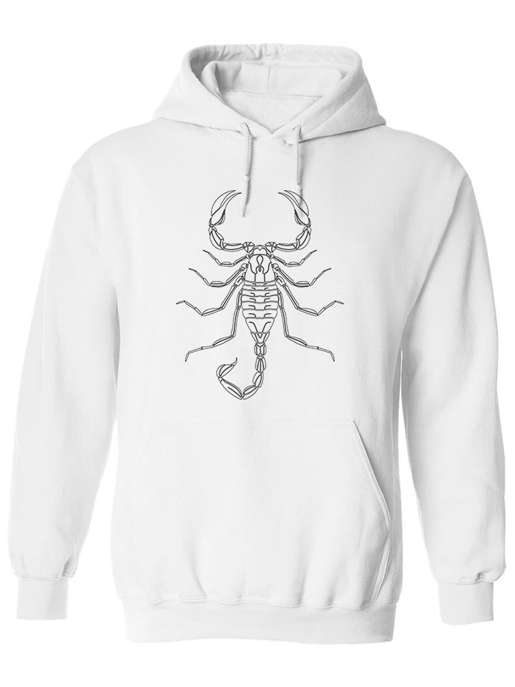 a white hoodie with a scorpion on it